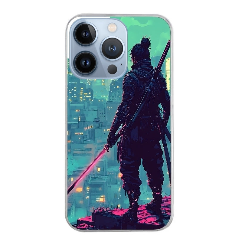 Coque taperso pour Iphone 14 et PRO PLUS PRO MAX avec motif samourai new york protection antichoc personnalisée