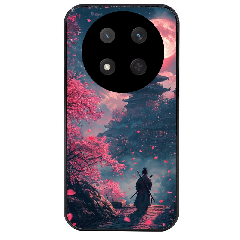 Coque noire taperso pour Magic 7 LITE et PRO avec motif samourai cerisier protection antichoc personnalisée