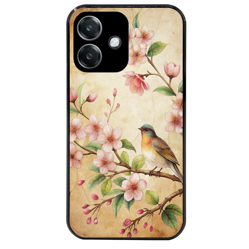 Coque noire taperso pour OPPO A40 avec motif fleur et colibri protection antichoc personnalisée