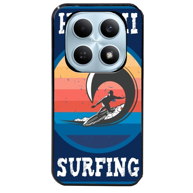 Coque noire taperso pour POCO M8 5G et PRO 5G avec motif hawaii et surf protection antichoc personnalisée