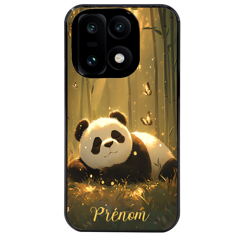 Coque noire taperso pour OnePlus 15 avec motif panda et papillon personnalisee protection antichoc personnalisée