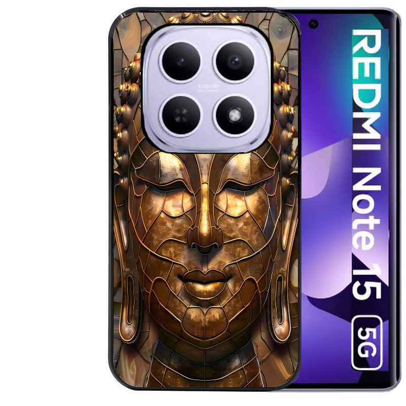 Coque noire taperso pour Redmi Note 15 et PRO PLUS 4G 5G avec motif bouddha et mosaique protection antichoc personnalisée