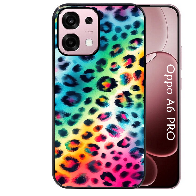 Coque noire taperso pour OPPO A6 PRO 4G et 5G avec motif leopard arc protection antichoc personnalisée