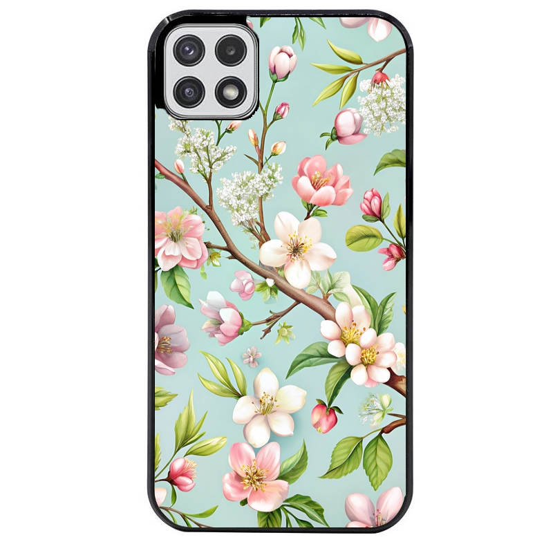 Coque noire taperso pour galaxy A22 A32 A52 A52S 4G 5G  avec motif fleur de printemps protection antichoc personnalisée