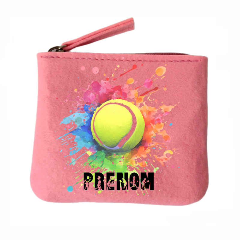 Porte monnaie personnalisé balle de tennis en feutrine en feutrine