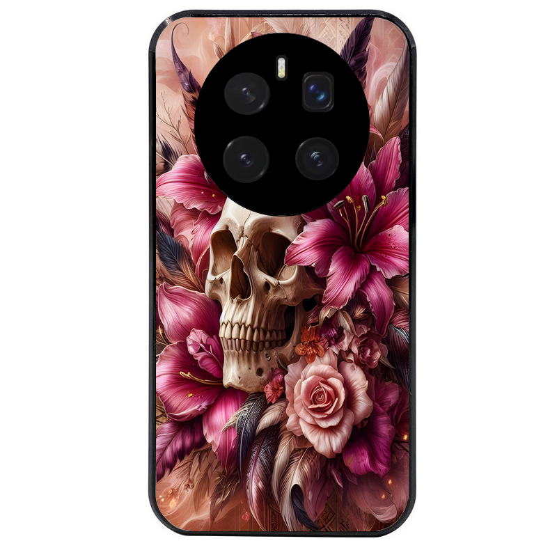 Coque noire taperso pour Magic 7 LITE et PRO avec motif tete de mort skull plume protection antichoc personnalisée