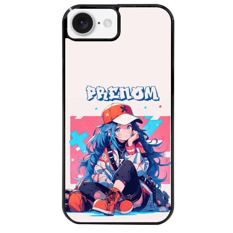 Coque noire taperso pour Iphone 16 16E PLUS MAX PRO avec motif anime casquette personnalise protection antichoc personnalisée