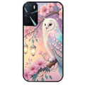 Coque noire taperso pour OPPO A16 et A16S avec motif chouette cerisier protection antichoc personnalisée