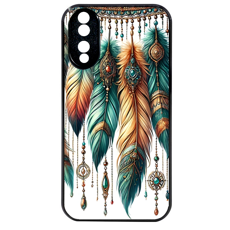 Coque noire taperso pour Honor 70 LITE 90 et LITE avec motif plumes et bijoux protection antichoc personnalisée