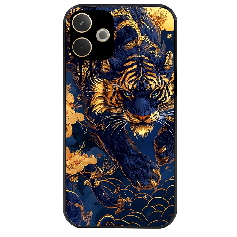Coque noire taperso pour OPPO A5 PRO 4G et 5G avec motif tigre et fleur protection antichoc personnalisée