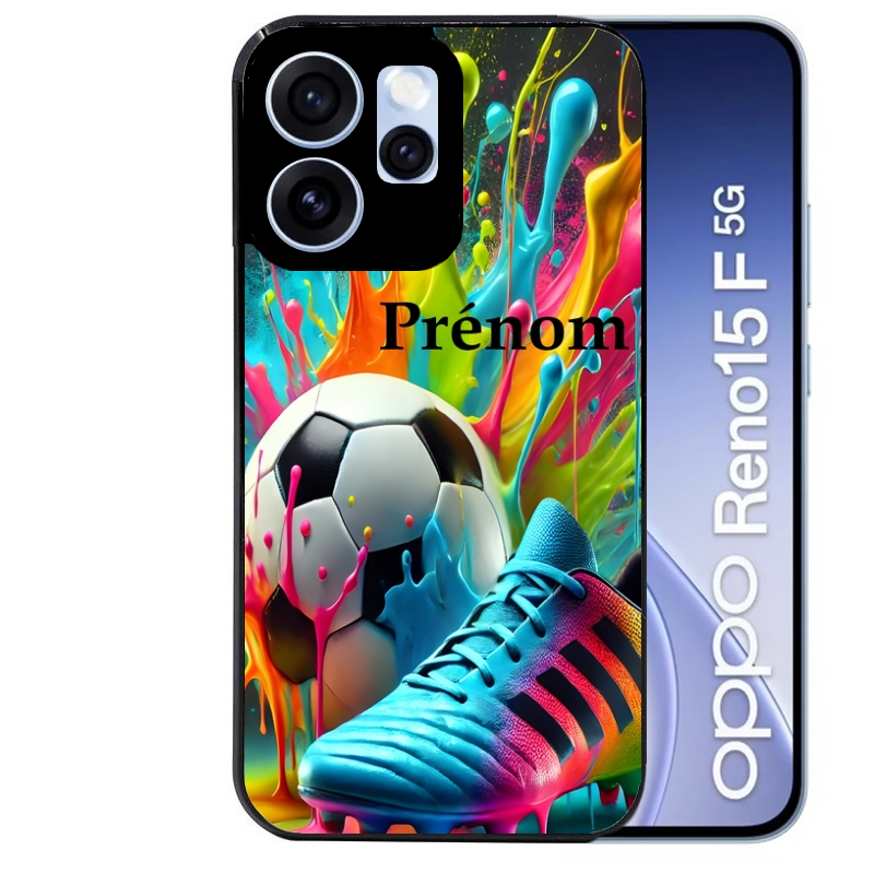 Coque noire taperso pour OPPO Reno 15 et F FS 5G avec motif foot color personnalisee protection antichoc personnalisée