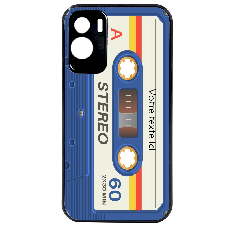 Coque noire taperso pour Honor 70 LITE 90 et LITE personnalisable avec motif cassette bleu protection antichoc personnalisée