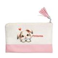 Pochette personnalisée motif lapin cœur en toile et simili cuir personnalisée