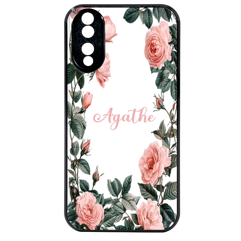 Coque noire taperso pour Honor 70 LITE 90 et LITE avec motif cadre fleur pastel personnalisee protection antichoc personnalisée