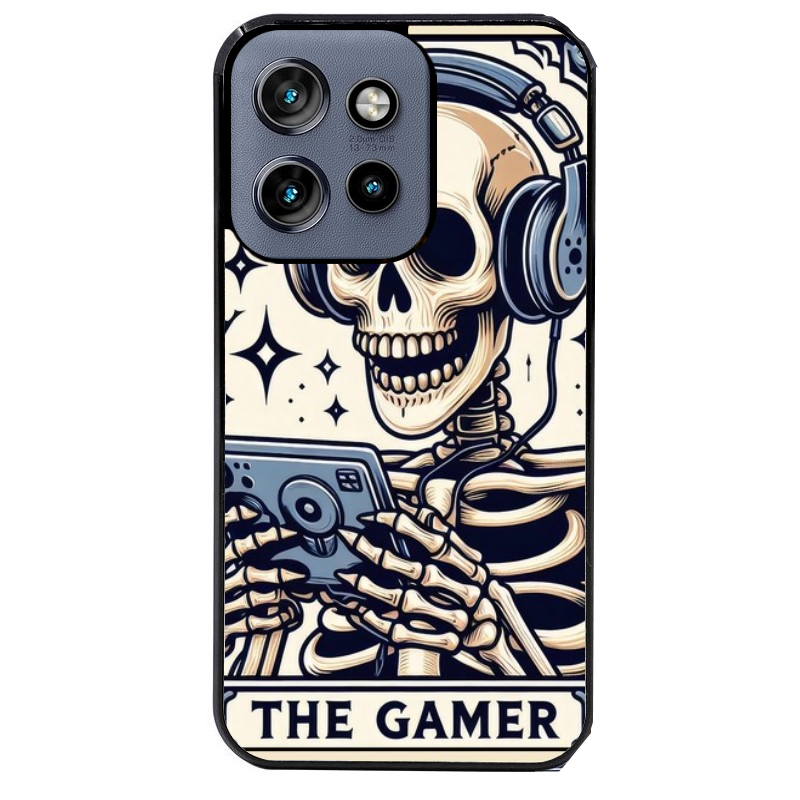 Coque noire taperso pour Moto Edge 60 et Neo Fusion Pro avec motif mort gamer protection antichoc personnalisée
