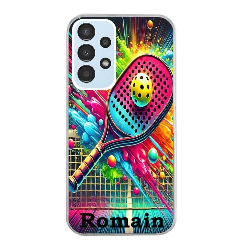 Coque taperso pour Galaxy A13 4G et 5G A23 A53 avec motif padel raquette personnalisee protection antichoc personnalisée