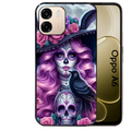 Coque noire taperso pour OPPO A6 A6X 4G et 5G avec motif tete de mort calavera et corbeau protection antichoc personnalisée