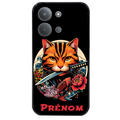 Coque noire taperso pour POCO C85 avec motif chat carpe koii japan personnalise protection antichoc personnalisée