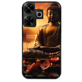 Coque noire taperso pour POCO M6 4G avec motif bouddha et soleil protection antichoc personnalisée