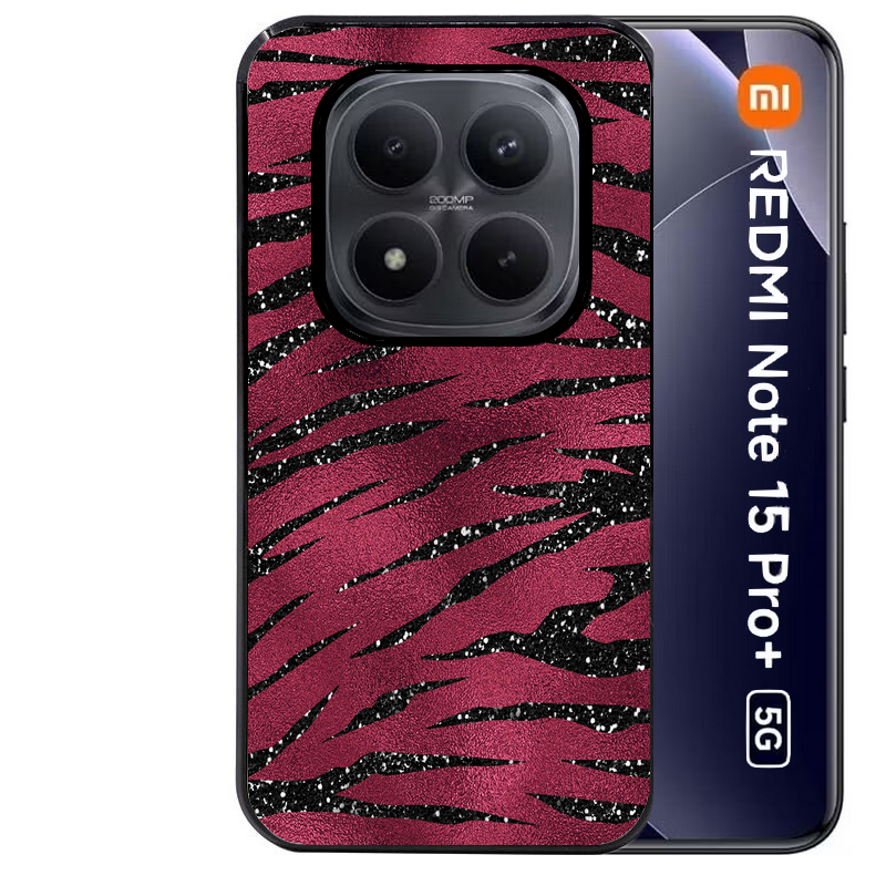 Coque noire taperso pour Redmi Note 15 et PRO PLUS 4G 5G avec motif zebre grenat protection antichoc personnalisée