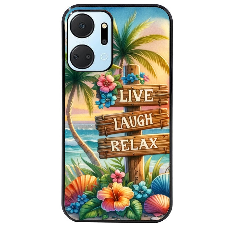 Coque noire taperso pour Honor X7A avec motif tropical vacances protection antichoc personnalisée