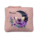 Porte monnaie personnalisé motif papillon lune rose clair en feutrine en feutrine
