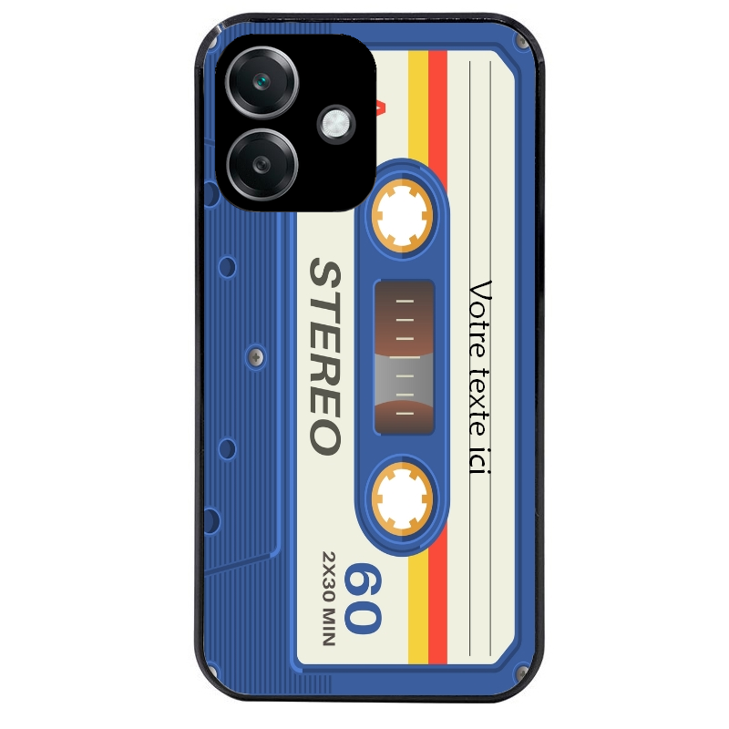 Coque noire taperso pour OPPO A40 personnalisable avec motif cassette bleu protection antichoc personnalisée