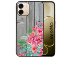 Coque noire taperso pour OPPO A6 A6X 4G et 5G avec motif bois gris et fleur rose protection antichoc personnalisée