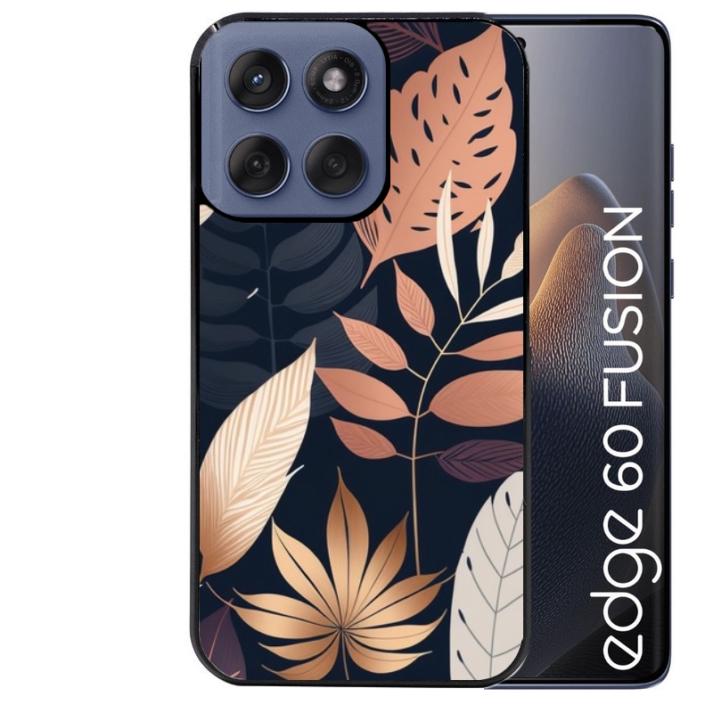 Coque noire taperso pour Moto Edge 60 et Neo Fusion Pro avec motif jungle et feuilles protection antichoc personnalisée
