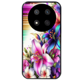 Coque noire taperso pour Magic 7 LITE et PRO avec motif fleur fluo protection antichoc personnalisée