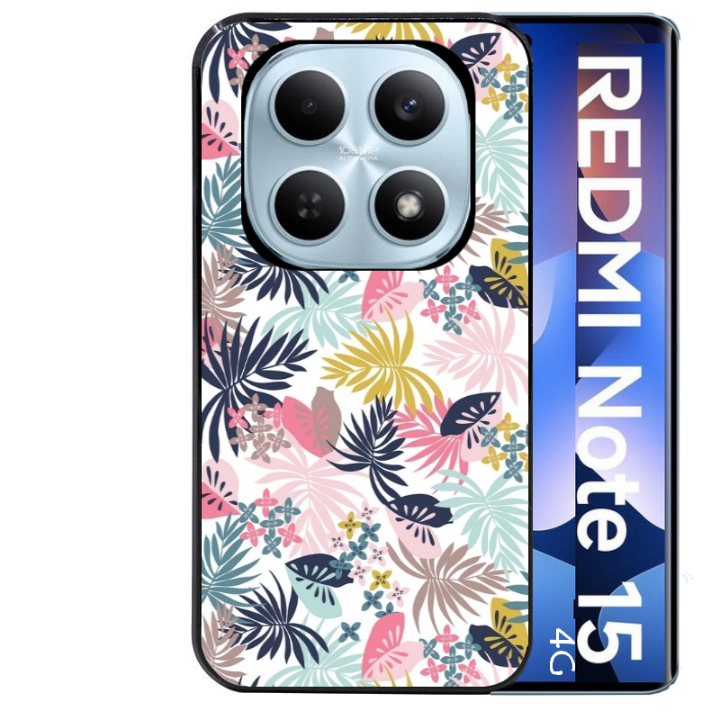 Coque noire taperso pour Redmi Note 15 et PRO PLUS 4G 5G avec motif jungle et fleur rose protection antichoc personnalisée