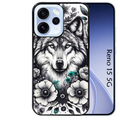 Coque noire taperso pour OPPO Reno 15 et F FS 5G avec motif loup et fleur protection antichoc personnalisée