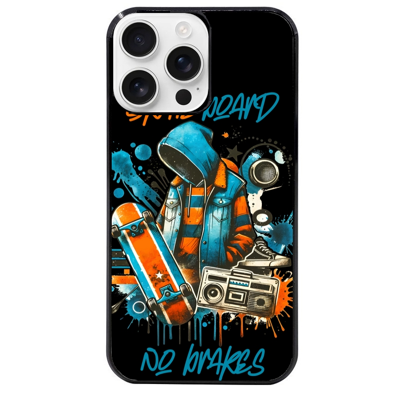 Coque noire taperso pour Iphone 16 16E PLUS MAX PRO avec motif skate board protection antichoc personnalisée