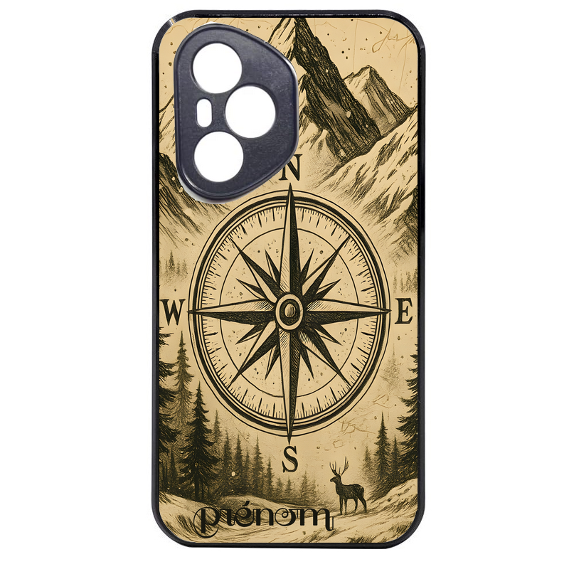 Coque noire taperso pour Honor 400 et Lite Pro Smart avec motif voyage et boussole protection antichoc personnalisée