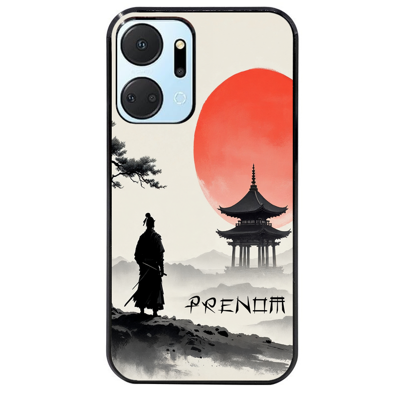 Coque noire taperso pour Honor X7A avec motif samourai et temple personnalisee protection antichoc personnalisée