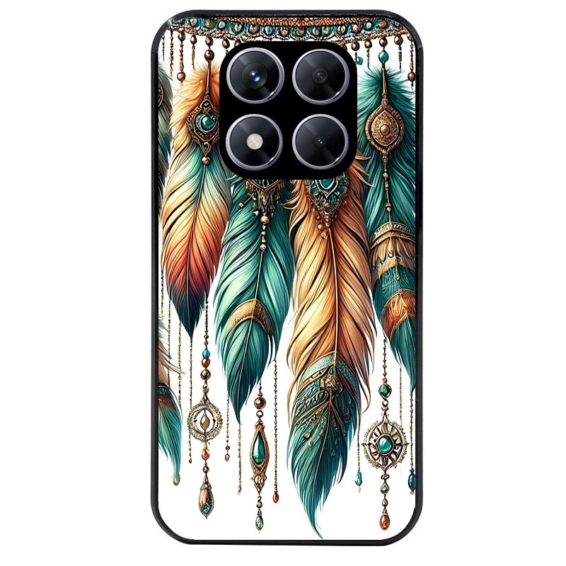 Coque noire taperso pour Redmi Note 14 et PRO PLUS 4G 5G avec motif plumes et bijoux protection antichoc personnalisée