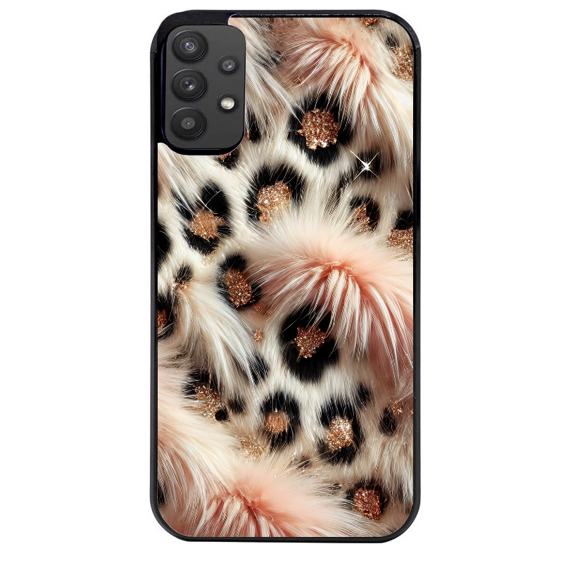 Coque noire taperso pour galaxy A22 A32 A52 A52S 4G 5G  avec motif effet fourrure leopard 1 protection antichoc personnalisée