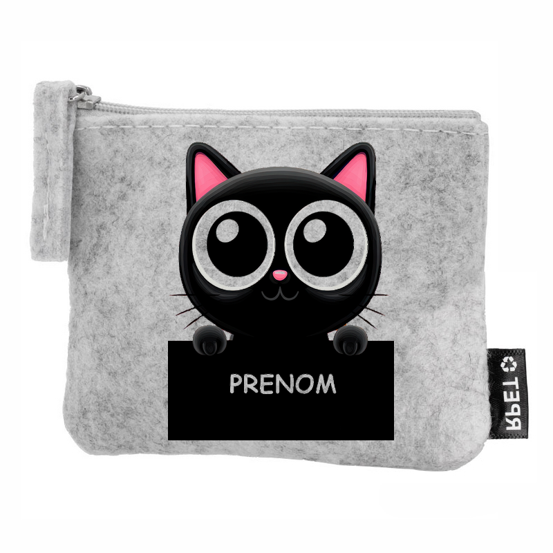 Porte monnaie personnalisé chat mignon en feutrine en feutrine