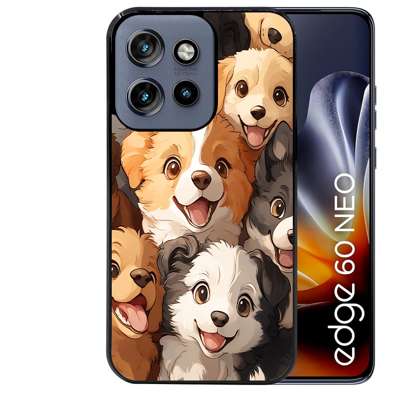 Coque noire taperso pour Moto Edge 60 et Neo Fusion Pro avec motif chien smile protection antichoc personnalisée