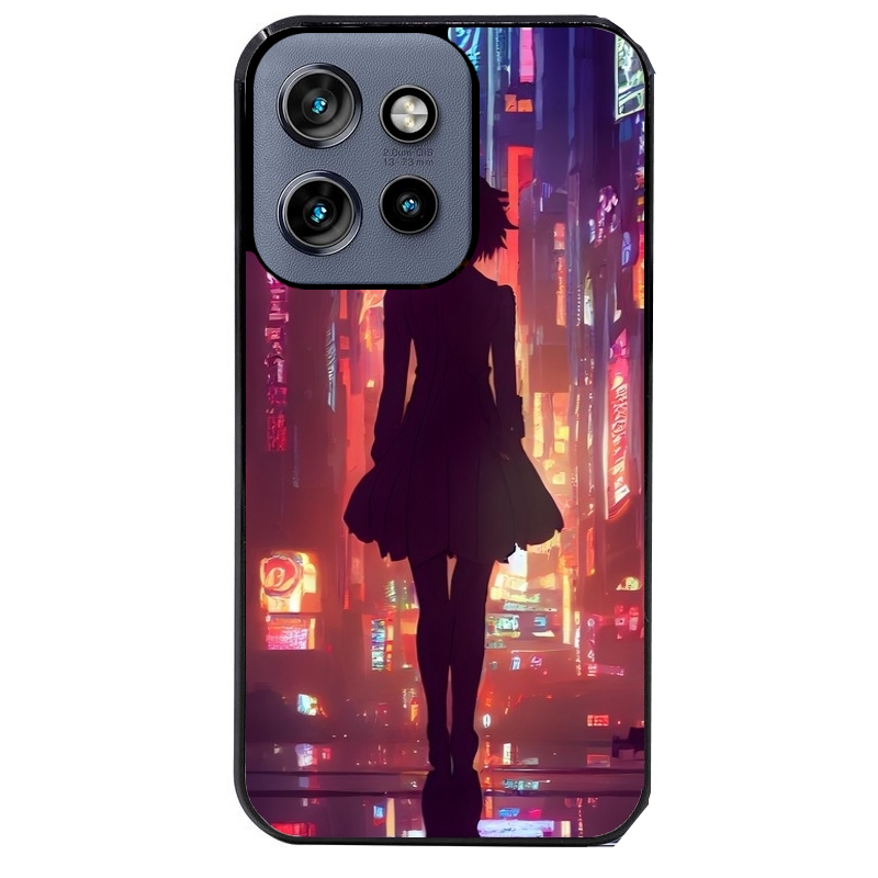 Coque noire taperso pour Moto Edge 60 et Neo Fusion Pro avec motif new york anime protection antichoc personnalisée