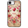 Coque noire taperso pour Iphone 17 17E AIR MAX PRO avec motif coeur vintage et initiales personnalisee protection antichoc personnalisée