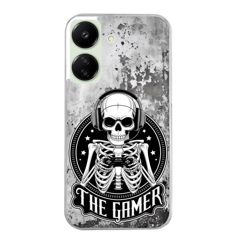 Coque taperso pour POCO C65 4G avec motif tete de mort gamer beton protection antichoc personnalisée