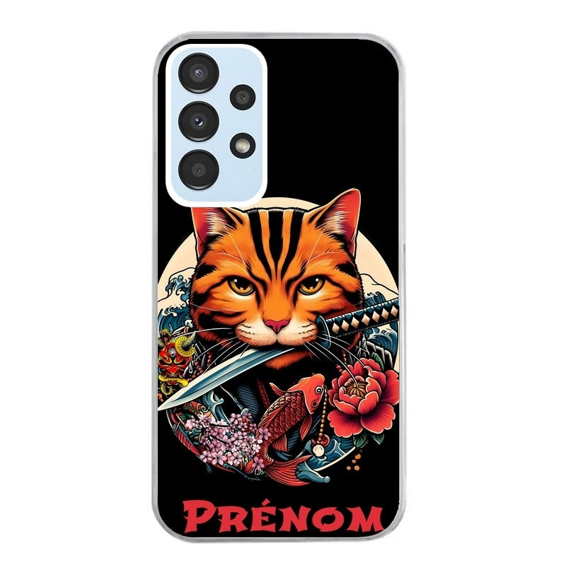 Coque taperso pour Galaxy A13 4G et 5G A23 A53 avec motif chat carpe koii japan personnalise protection antichoc personnalisée