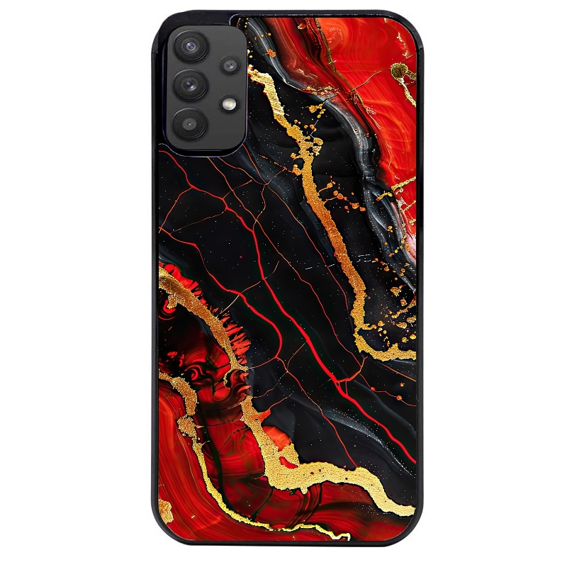 Coque noire taperso pour galaxy A22 A32 A52 A52S 4G 5G  avec motif marbre rouge protection antichoc personnalisée