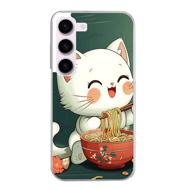 Coque taperso pour Galaxy A13 4G et 5G A23 A53 avec motif chat ramen nuage protection antichoc personnalisée