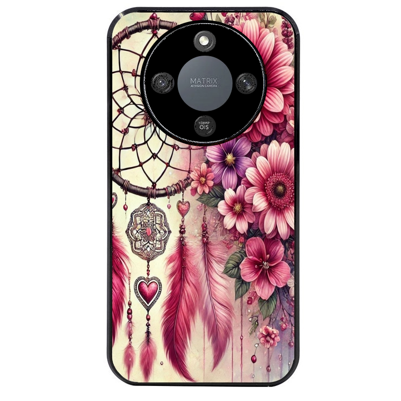 Coque noire taperso pour Honor X9A avec motif dreamcatcher et coeur protection antichoc personnalisée