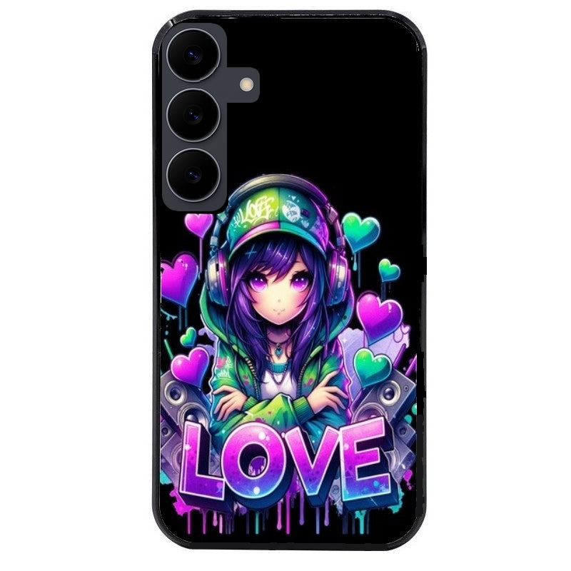 Coque noire taperso pour galaxy A06 A16 A26 A36 A56 avec motif anime manga et love protection antichoc personnalisée