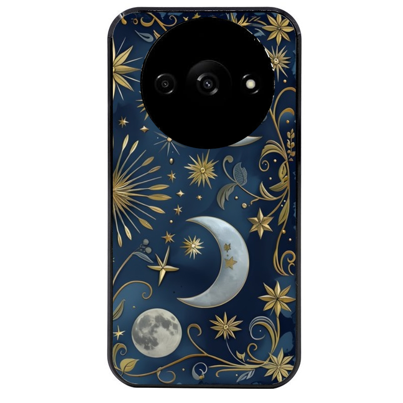 Coque noire taperso pour Redmi A3 avec motif lune et etoile protection antichoc personnalisée