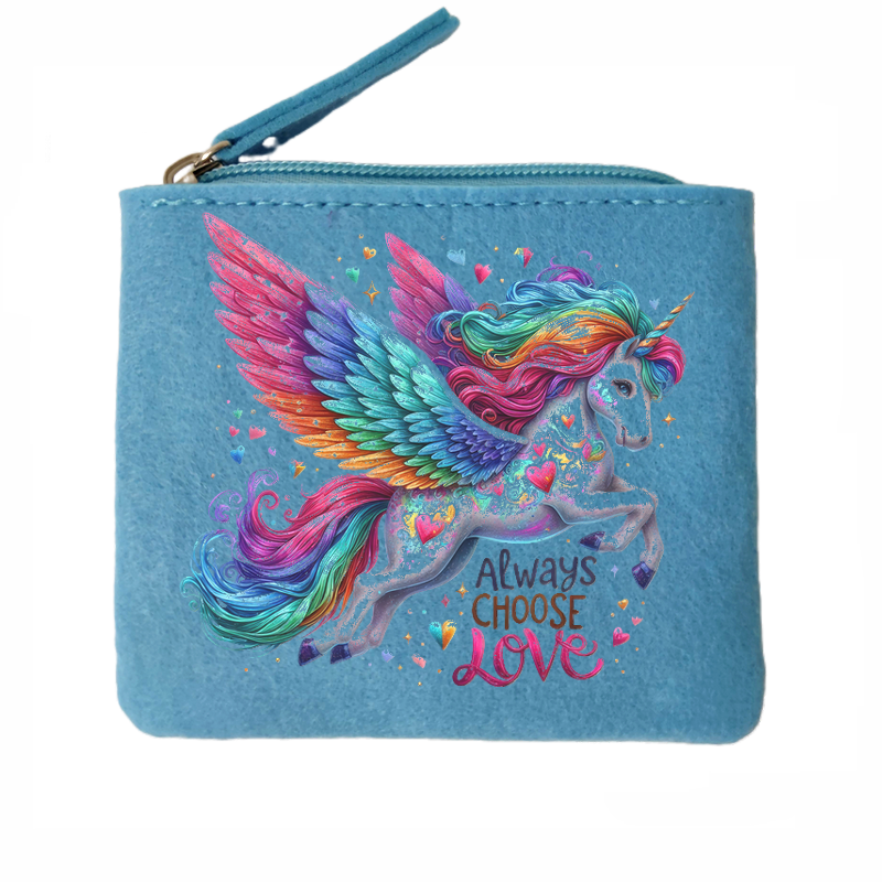 Porte monnaie licorne love en feutrine en feutrine