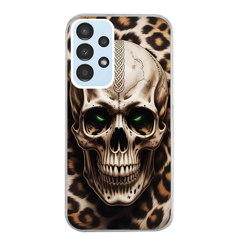 Coque taperso pour Galaxy A13 4G et 5G A23 A53 avec motif tete de mort leopard protection antichoc personnalisée